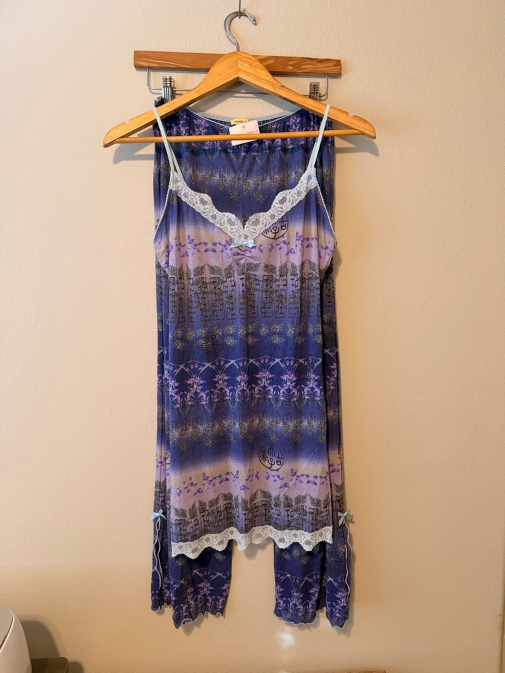 Samantha Chang Purple Ombre Lace-Trim Sleep Chemise